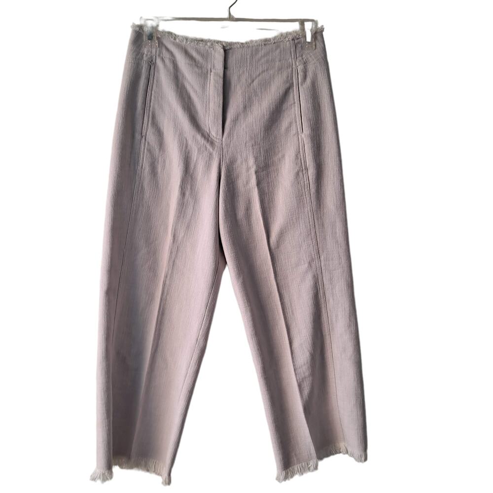 Rebecca Taylor Pink/ Mauve Frayed Waist and Hem, Wide Leg Pants - Size 6